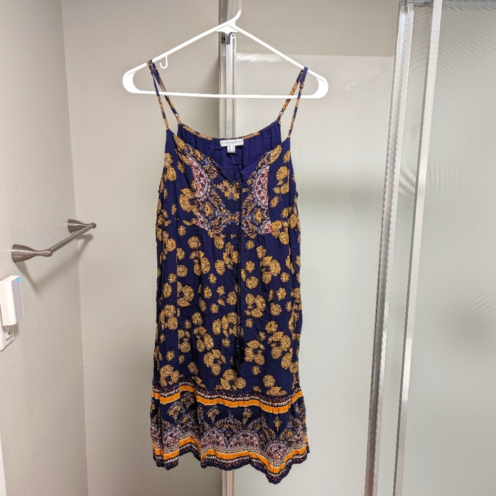 Carolina Belle Montreal Floral Sleeveless Dress Size 8 Navy Yellow